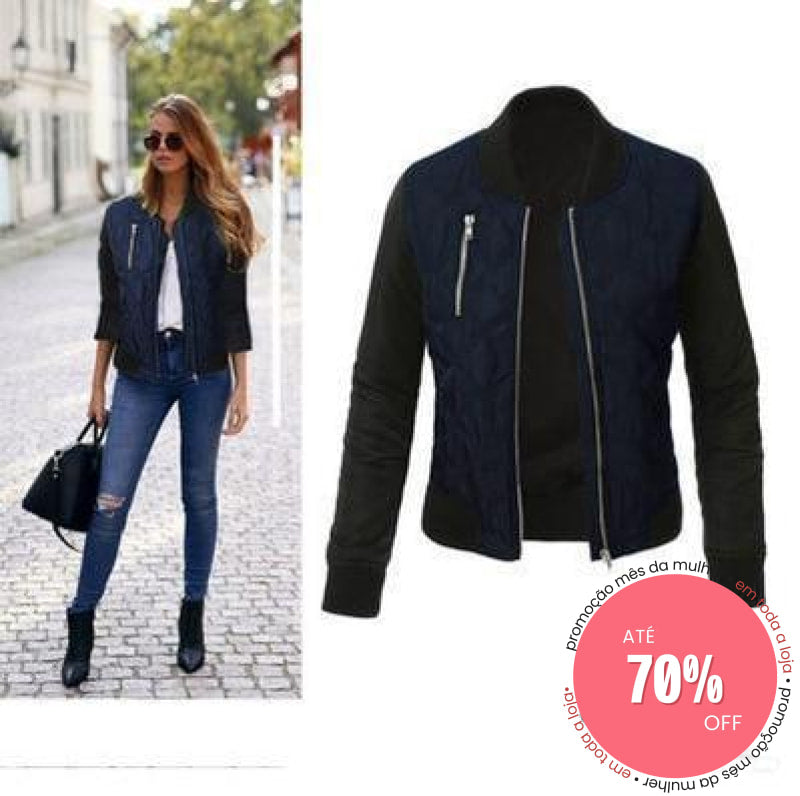 Jaqueta Stitching Azul Marinho / P 200000801